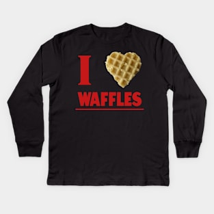 I Love Waffles Gift For Waffle Lovers Kids Long Sleeve T-Shirt